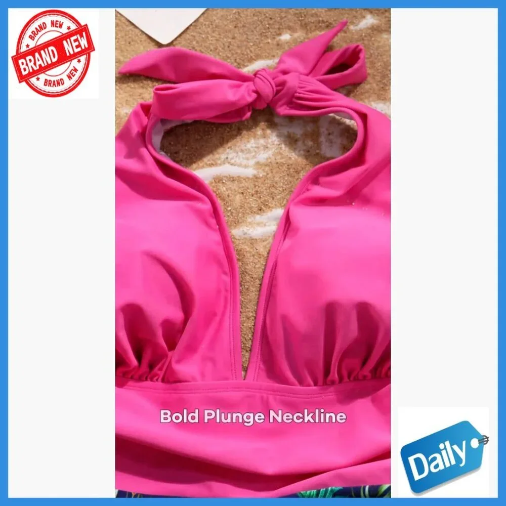 One Piece Swimsuit Halter Backless Ruched Tummy Control Bathing Suit